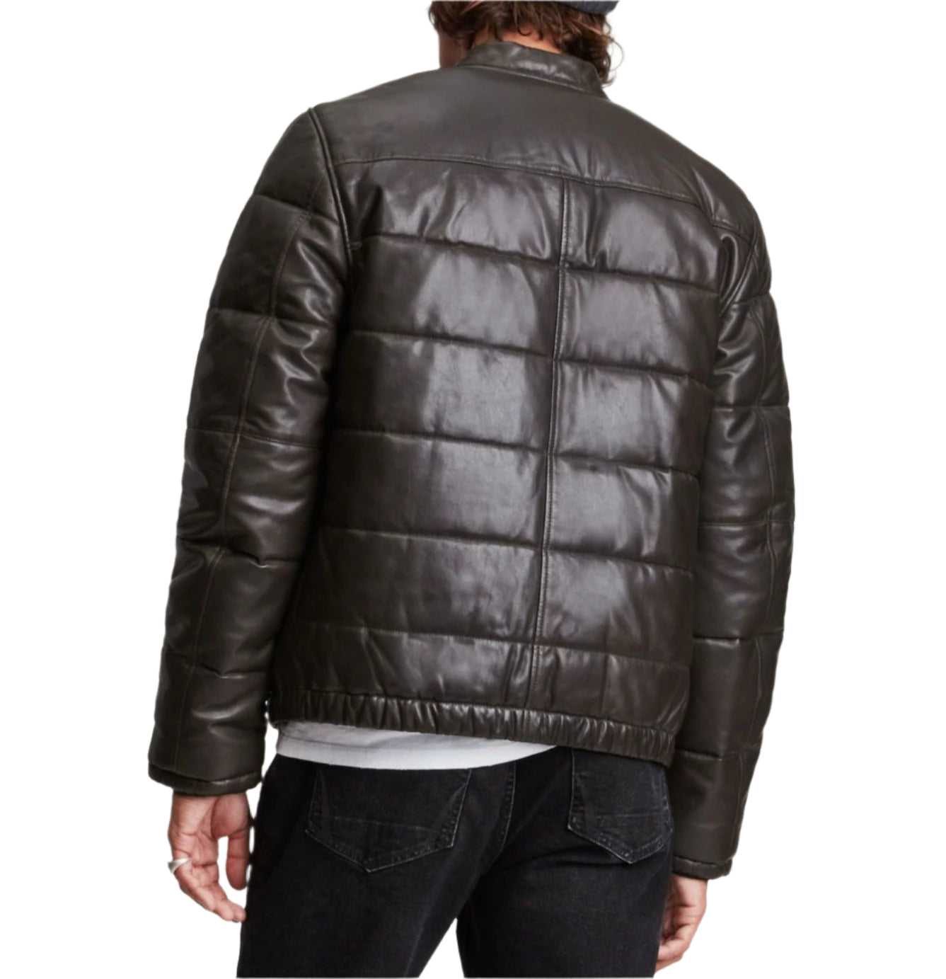 Pufferjacke aus Leder