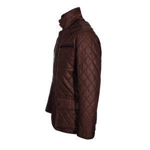 Men's Brown Genuine Leather Quilted Jacket
