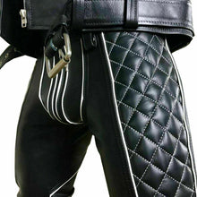 Afbeelding in Gallery-weergave laden, Genuine Leather Rear Zip Slim Fit Jeans Pants
