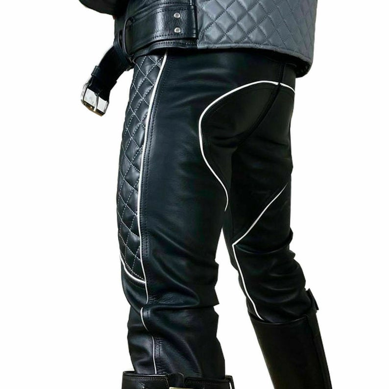 Men's Genuine Leather Slim Fit Pants