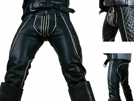 Men's Genuine Leather Slim Fit Pants