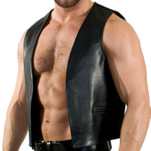 Indlæs billede til gallerivisning Men&#39;s Black Genuine Leather Open bartender Vest
