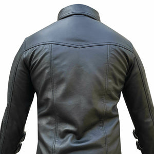 Men's Black Genuine Leather Fashion Shirt
