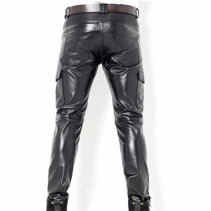 Men's Genuine Leather slim Biker trouser pants