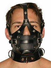 Lataa kuva Galleria-katseluun, Genuine Leather Face Mask Hood With Mouth Gag Bondage
