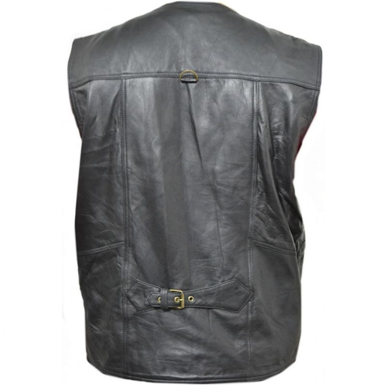 Men's Black Genuine Leather Hunter Vest