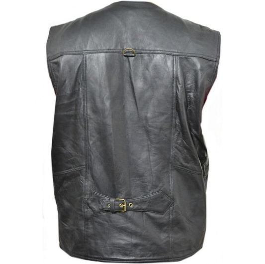 Men's Black Genuine Leather Hunter Vest