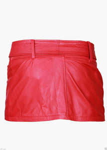 Mini jupe rouge en cuir véritable pour femme Clubwear