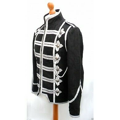 Men's Nubuck Leather Military Rock Jacket Tunic Coat Steampunk