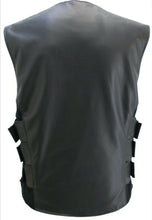 Lataa kuva Galleria-katseluun, Mens Genuine Leather Cut SWAT Style Biker Vest
