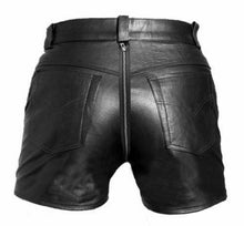 Lataa kuva Galleria-katseluun, Men&#39;s Genuine Leather Chastity shorts with Rear Zip Bondage
