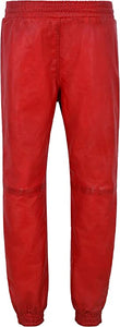 Pantalon de jogging homme en cuir rouge