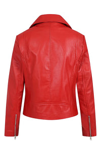 Veste Brando en cuir véritable rouge pour femme