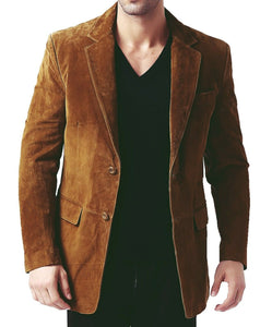 Men's Brown Suede Blazer Jacket