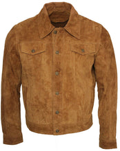 Last inn bildet i Galleri-visningsprogrammet, Men&#39;s Brown Genuine Cowhide Suede Leather Jacket

