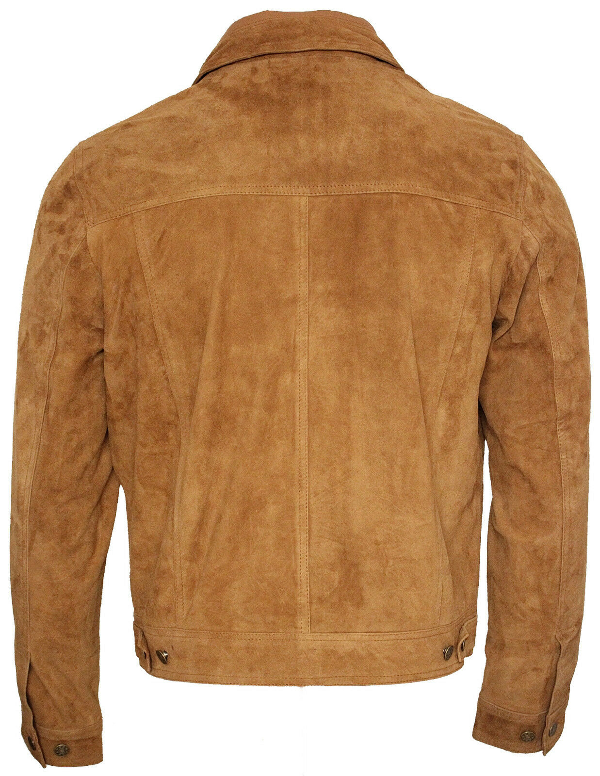 Blouson en cuir suédé de vachette véritable marron pour homme