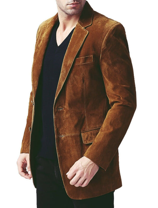 Braune Wildleder-Blazerjacke für Herren