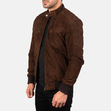 Load image into Gallery viewer, Men&#39;s Brown Suede Bomber Jacket
