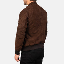 Load image into Gallery viewer, Men&#39;s Brown Suede Bomber Jacket
