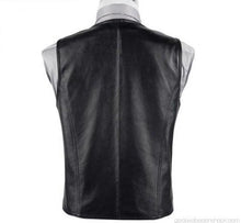 Lataa kuva Galleria-katseluun, Men&#39;s Black Genuine Sheep Leather Waistcoat Vest
