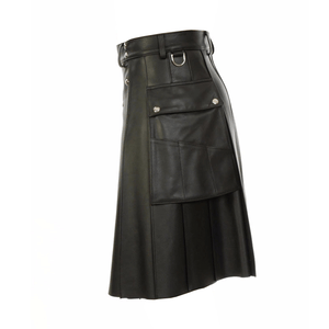 Men's Genuine Leather Utility Kilt with Twin CARGO Pockets