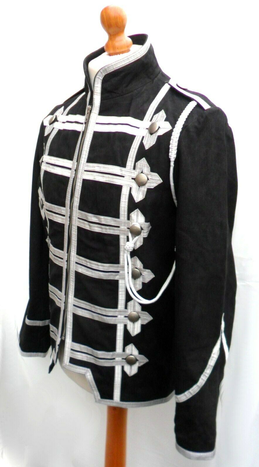 Men's Nubuck Leather Military Rock Jacket Tunic Coat Steampunk