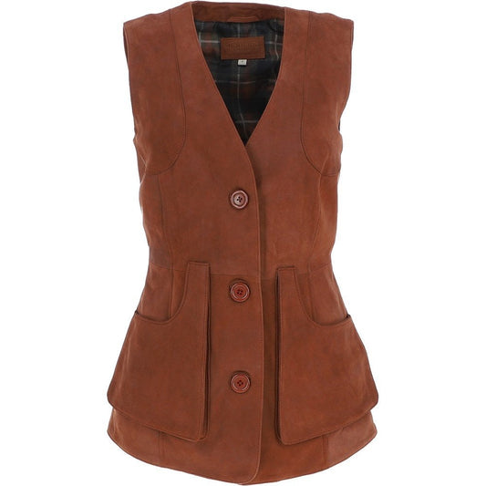 Women's Brown Nubuck Leather Vest