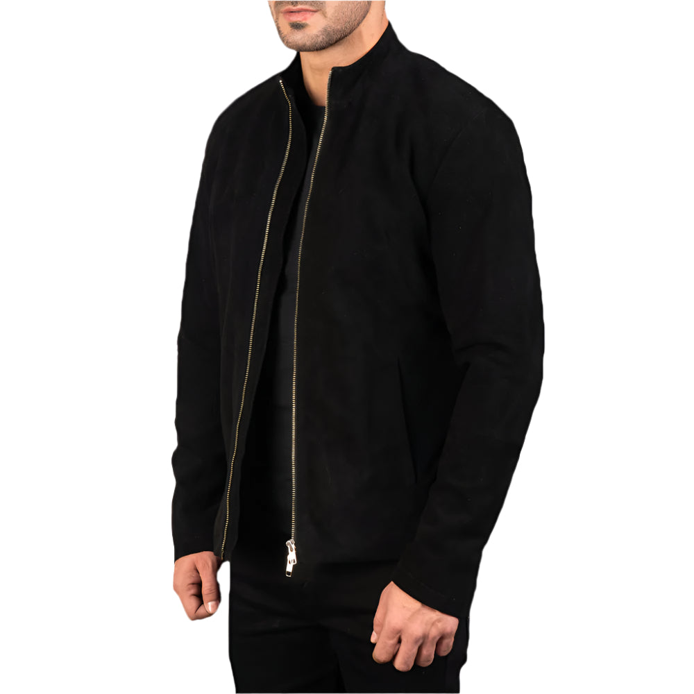 Men's Black Suede Biker Jacket