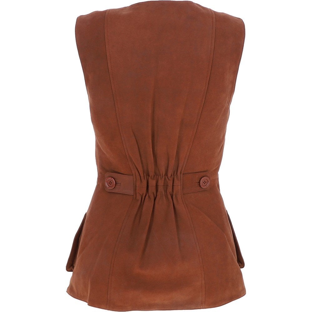 Women's Brown Nubuck Leather Vest