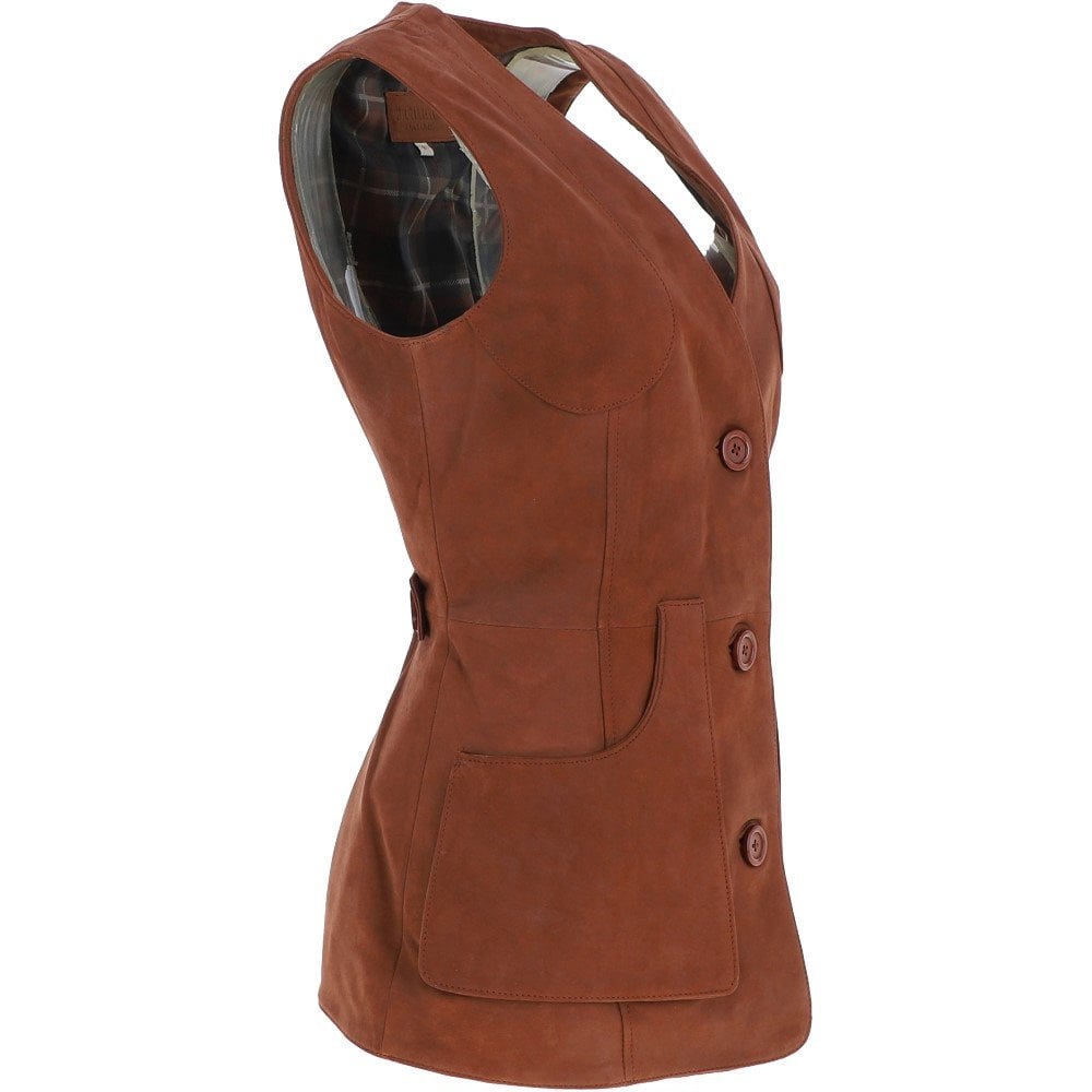 Women's Brown Nubuck Leather Vest
