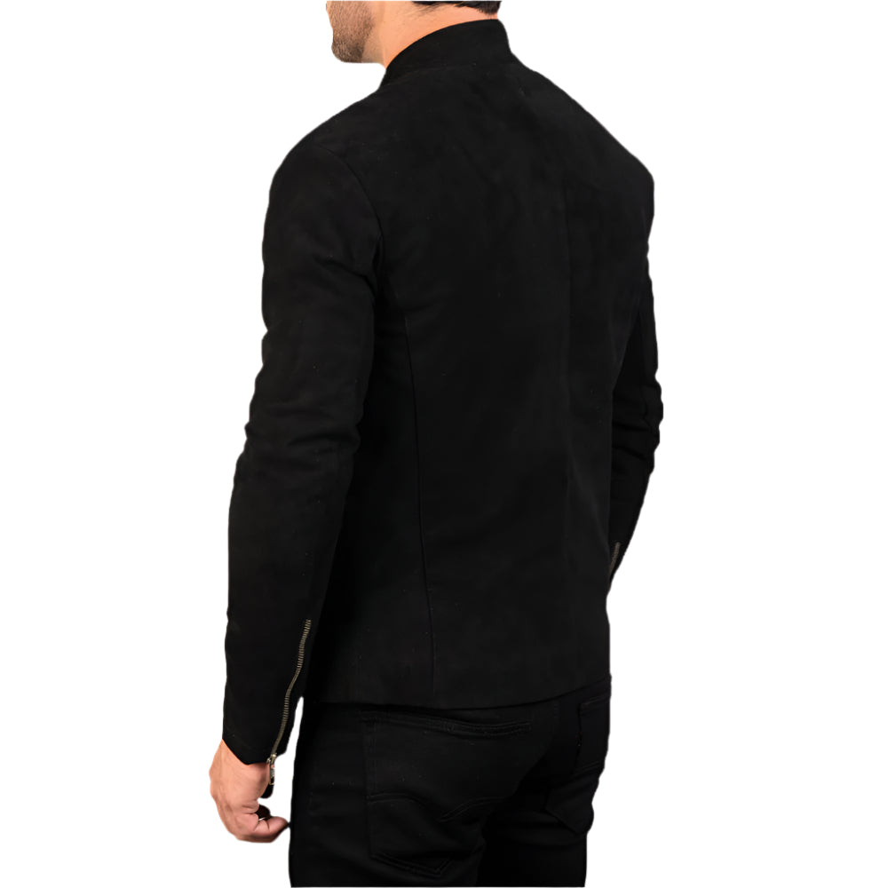 Men's Black Suede Biker Jacket