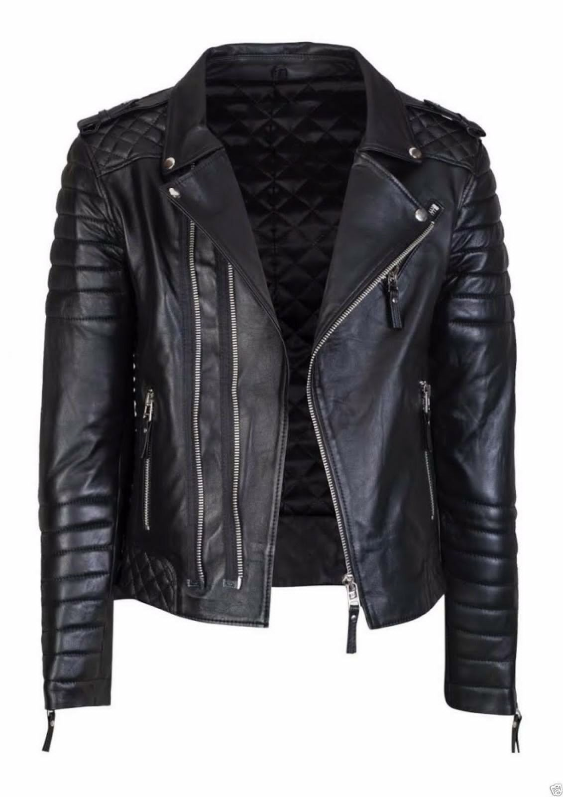Men's Slim Fit Leather Quilted Jacket