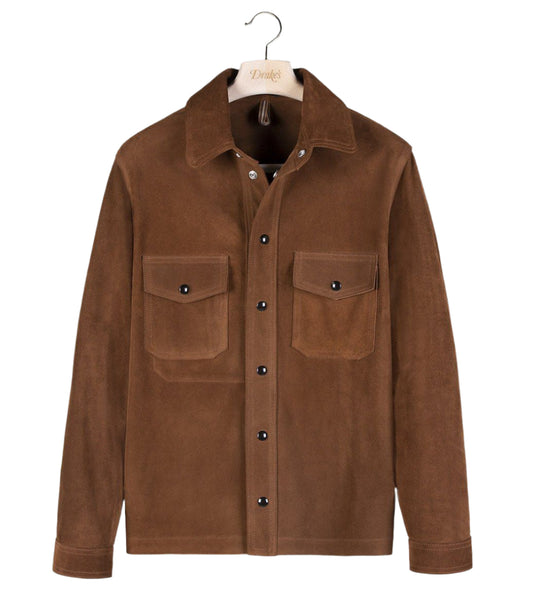 Men's Dark Brown Suede Shirt
