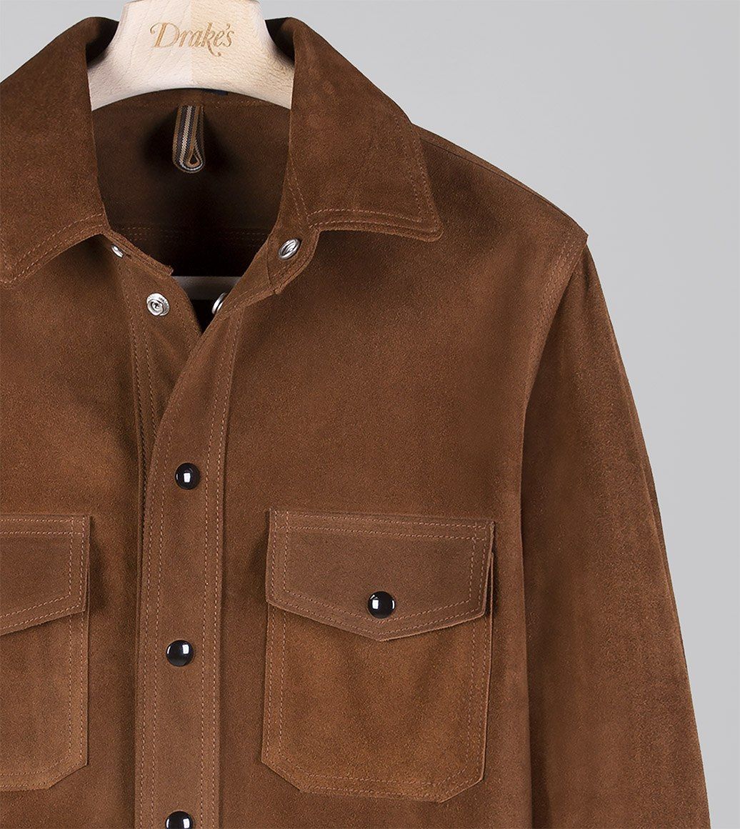 Men's Dark Brown Suede Shirt