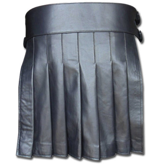 Men's Genuine Leather Studded Gladiator Kilt Larp