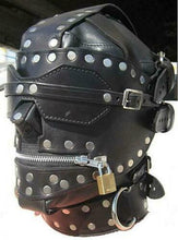 Lataa kuva Galleria-katseluun, Genuine Leather Lockable Hood Bondage
