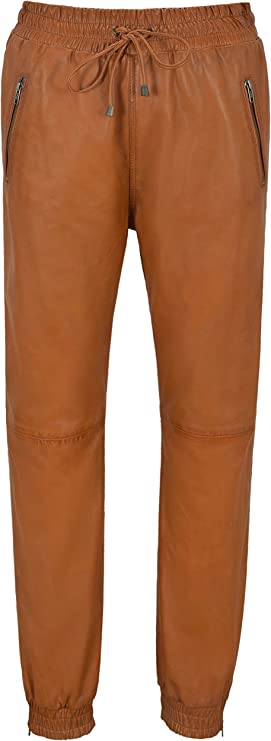 Men's Tan Leather Joggers