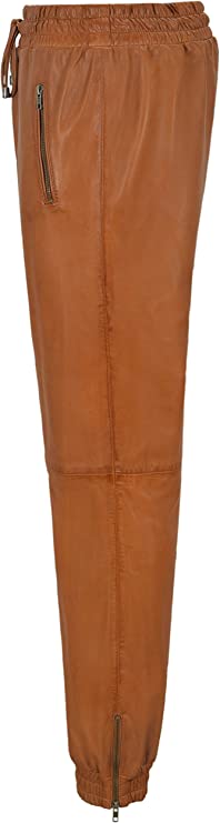 Men's Tan Leather Joggers