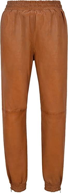 Men's Tan Leather Joggers