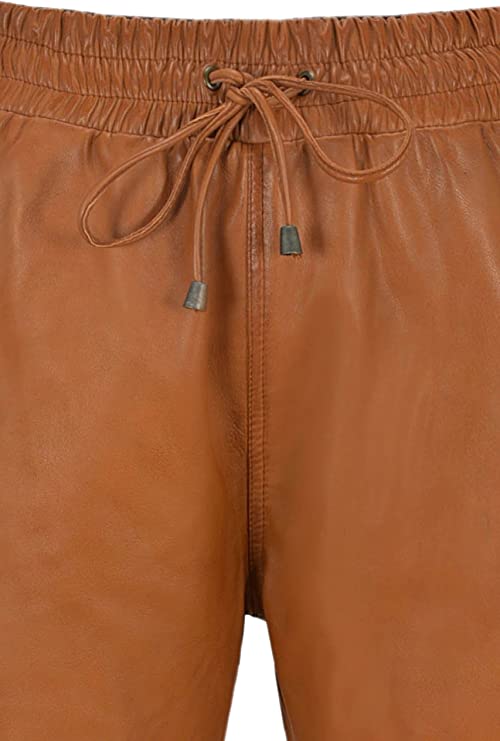 Men's Tan Leather Joggers