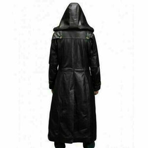 Long black trench coat with hood sales