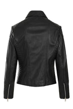 Load image into Gallery viewer, Ladies Black Genuine Leather Quilted Jacket
