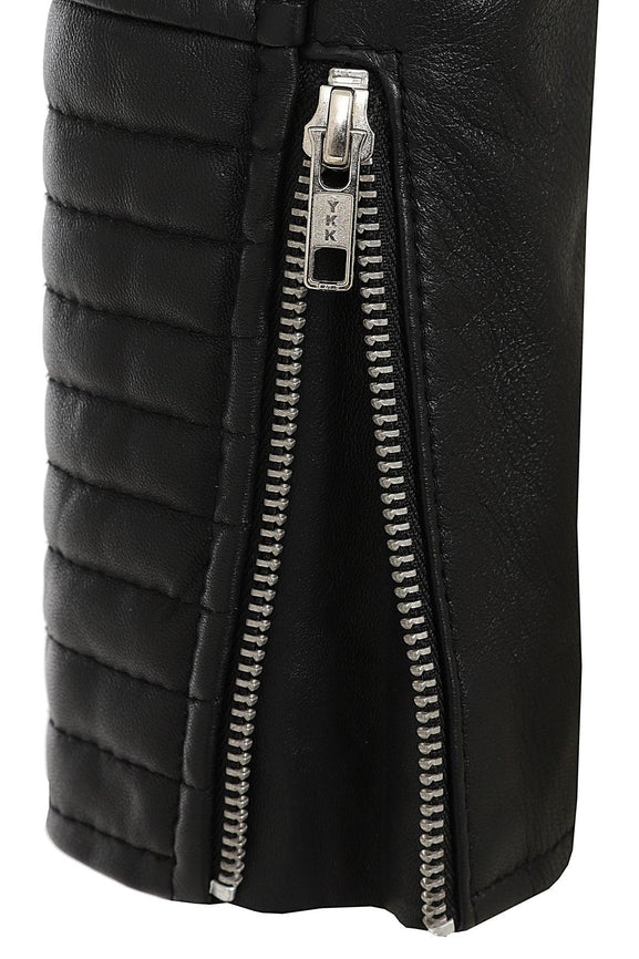 Women's Black Genuine Leather Quilted Jacket