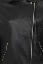 Cargar imagen en el visor de la galería, Ladies Black Genuine Leather Quilted Jacket
