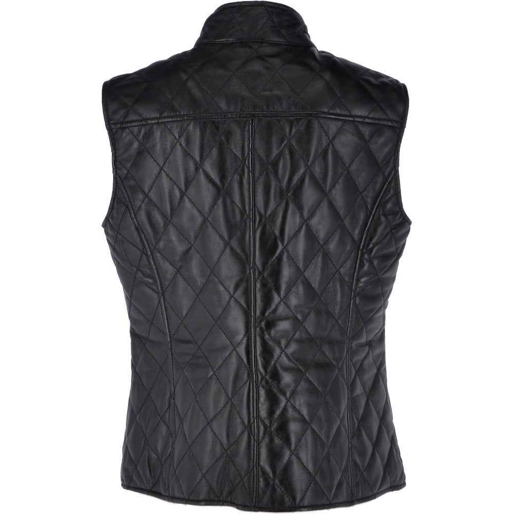 Women's Leather Diamond Stitched Gilet