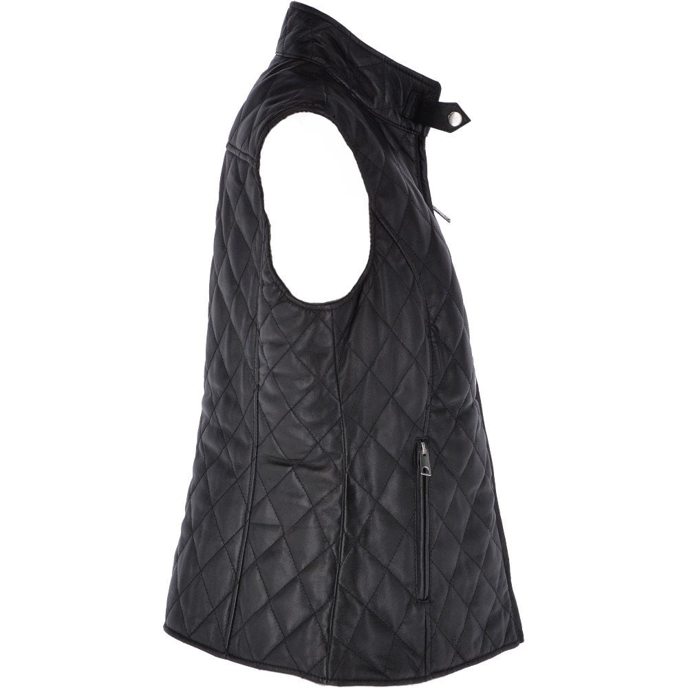 Women's Leather Diamond Stitched Gilet