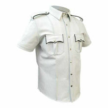 Cargar imagen en el visor de la galería, Men&#39;s White Genuine Leather Short Sleeve Shirt
