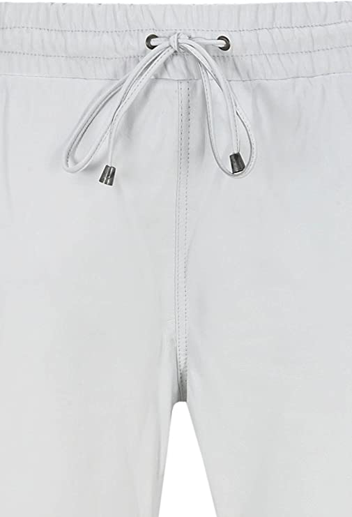 Men's White Leather Joggers pants