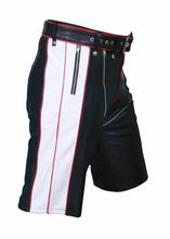 Lataa kuva Galleria-katseluun, Men&#39;s Genuine Leather Zipper Clubwear Shorts with Belt
