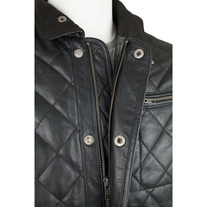 Men's Black Genuine Leather Quilted Jacket